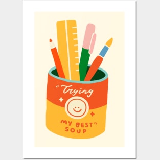 'Trying My Best' Campbell's Soup Can Posters and Art